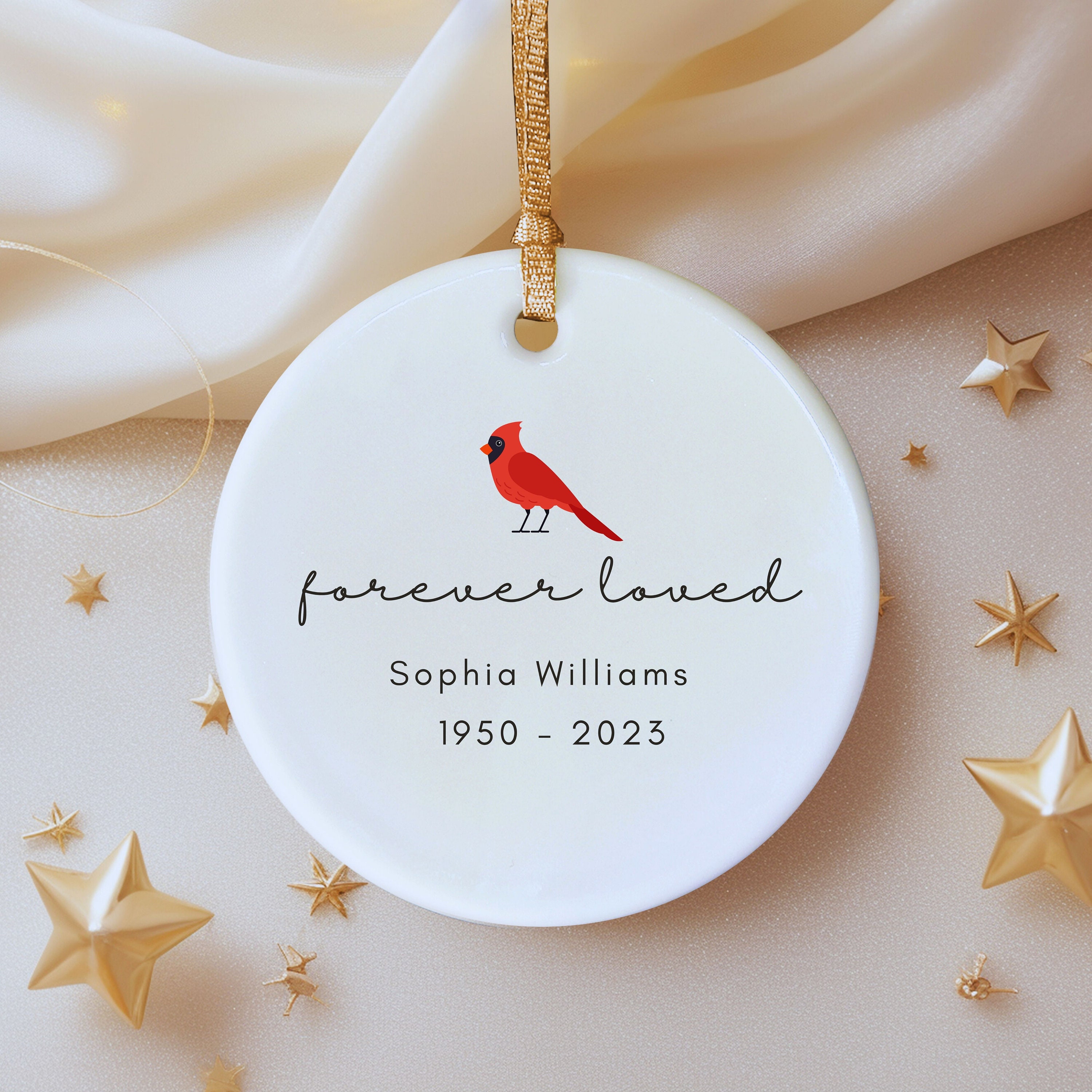 Cardinal Ornament Personalized Memorial Christmas for Loss of Loved One