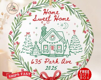 Personalized New Home Christmas Ornament, Watercolor House Keepsake