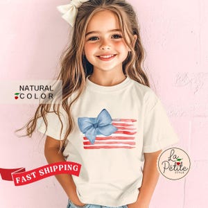 Matching 4th of July Outfits July 4th baby shower 4th of July Baby Girl Coquette Shirt 4th of July bows Mom and daughter 4th of July Shirt image 3