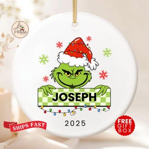 Personalized Grinch Ornament Christmas Personalized Holiday Gift  Custom Grinch Ornament Custom Name Ornament Holiday Gift for Her or Him
