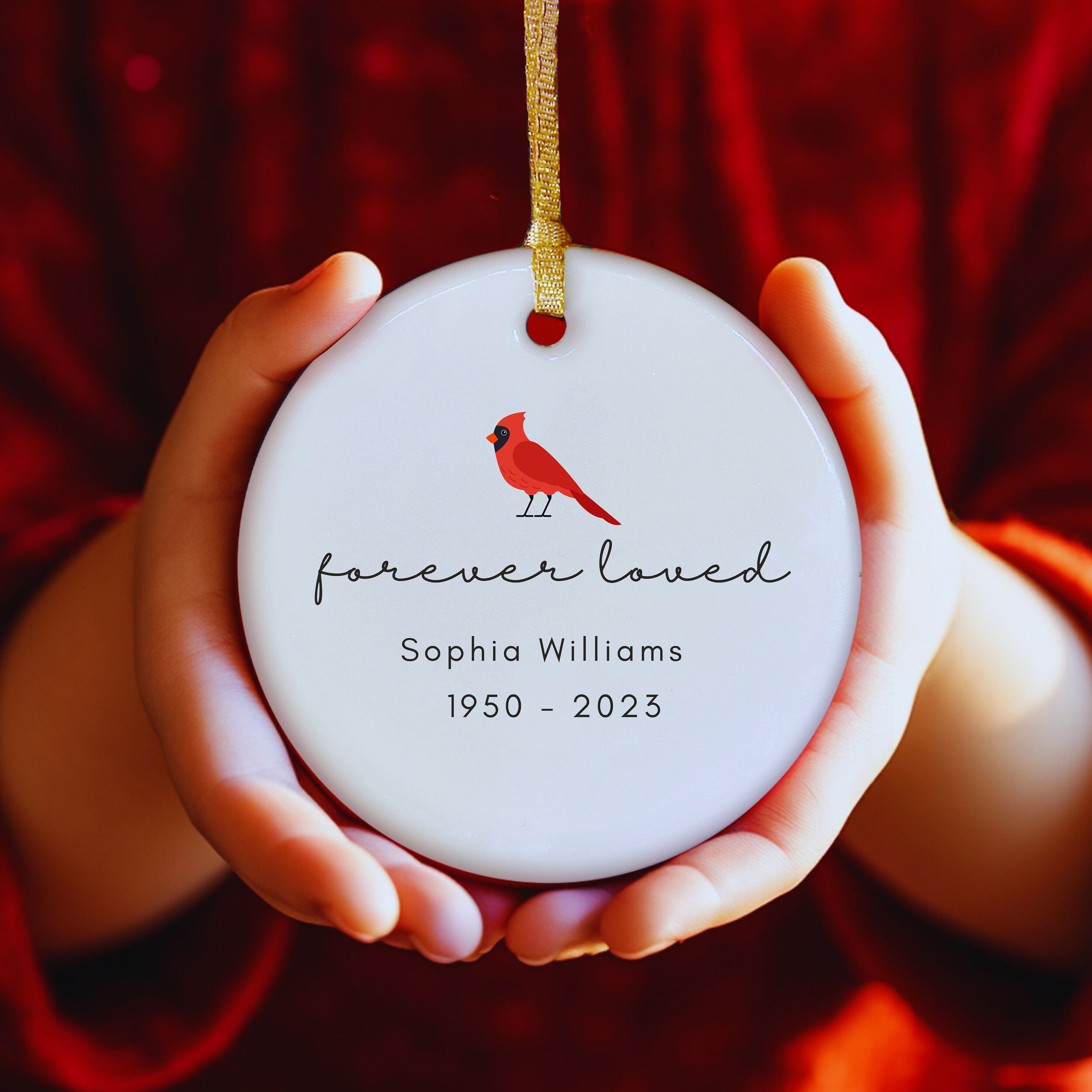 Cardinal Ornament Personalized Memorial Christmas for Loss of Loved One