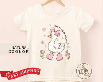 Silly Goose on the loose Kids Shirt Silly Goose Kids Tee Funny Farm Animal Toddler Girl Shirt Cute Gift for Gils Birthday Gift for Niece