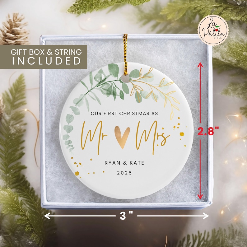 Our First Christmas Married Ornament 1st Married Christmas Ornament Personalized Ornament Christmas Wedding Ornament Wedding Gift for Couple image 6