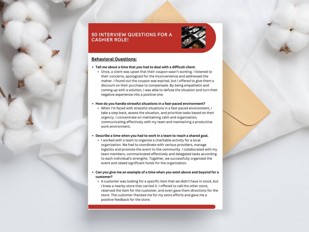 50 Interview Questions for Cashier Role and Ideal Answers Template