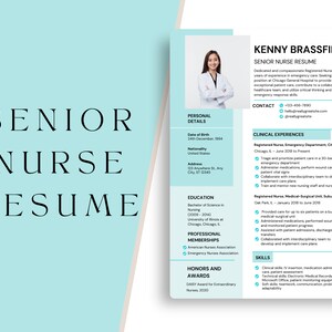 Senior Nurse Resume, Nurse professional Resume Template, Nursing Resume, Registered Nurse Resume, Canva editable CV, Minimalist Design
