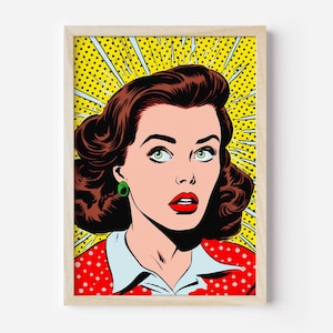 Retro Printable Pop Art Decor, Aesthetic Retro Room Decor, Digital Download, 1960s poster, Vintage Comic Poster, Sassy Girl, Comic Style