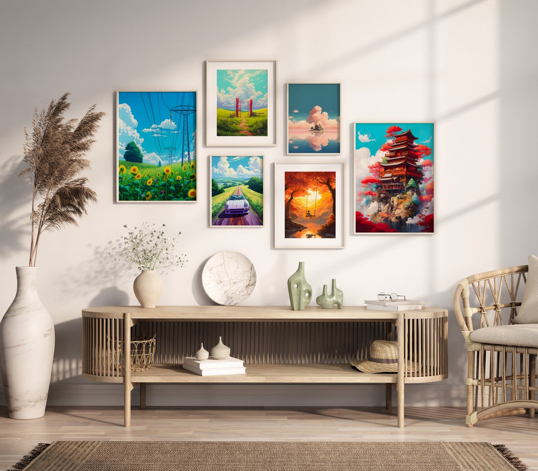 Studio Ghibli Inspired Dreamy Landscapes Set of 6 Printable Anime Wall