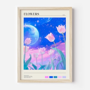 Flowers Sailor Moon Art, Hana Poster, Printable wall art, Digital Haiku print, Anime aesthetic, Sailor moon decor, Cute Japanese Poster