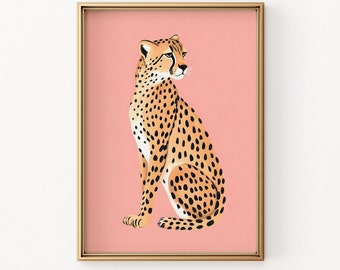Cheetah Print Wall Art - Blush Leopard Artwork - Boho Home Decor - Jungle Poster - Minimal Animal Art - Blush Wall Decor - Printable Art