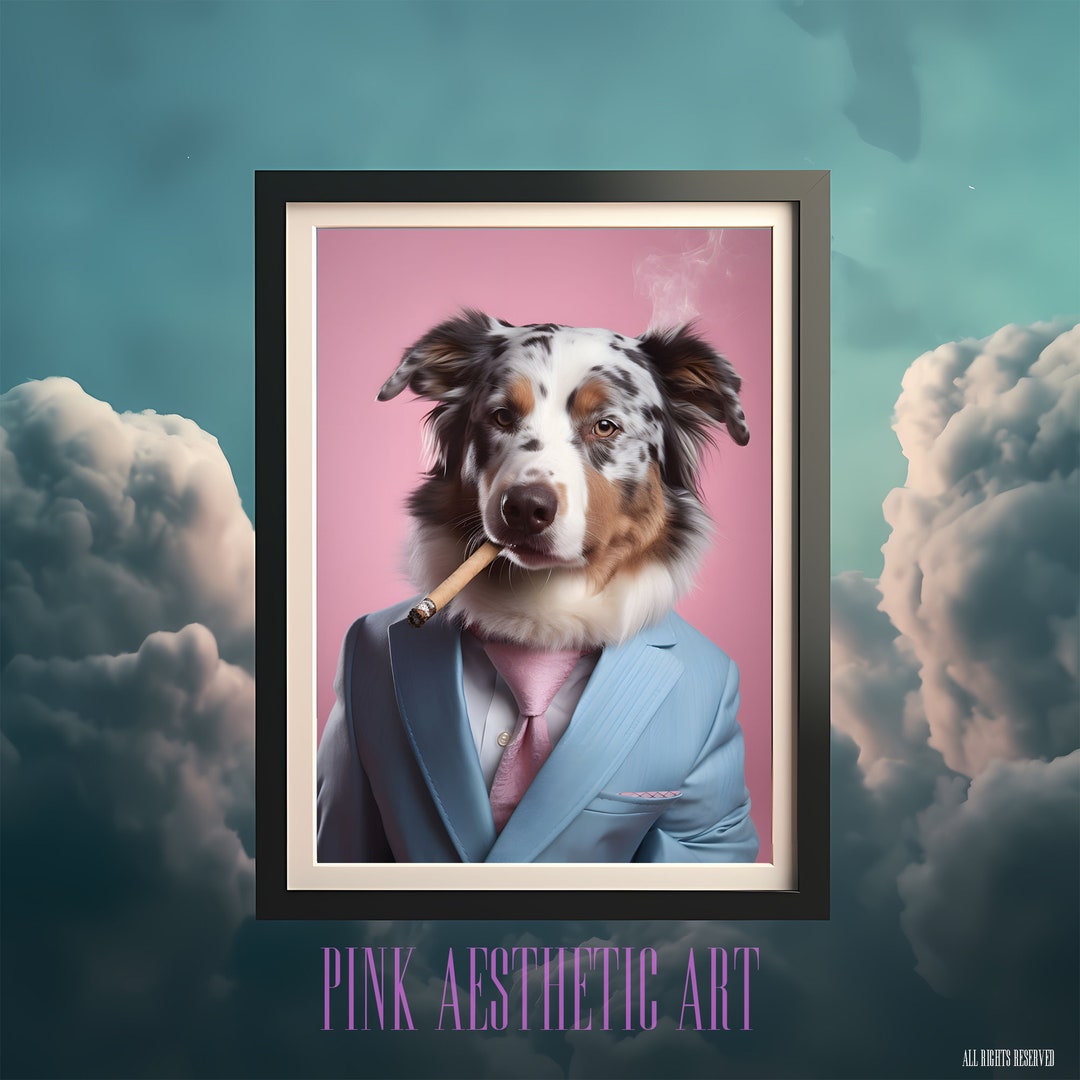 Dog in a Suit Portrait Funny Pet Portrait Suit Portrait Etsy