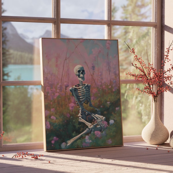 Skeleton Painting Etsy