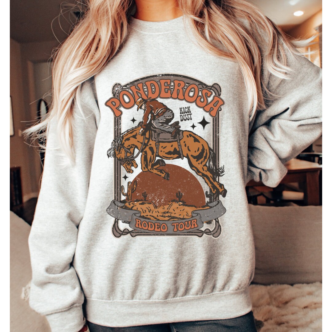 Ponderosa Rodeo Tour, Bucking Broncos, Western Sweatshirt Etsy UK