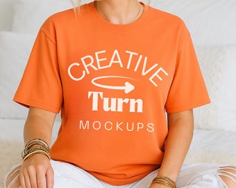 Melon Comfort Colors 1717 Mockup, Trendy Oversized Tshirt Mockup, Melon Model Mock, Aesthetic Shirt Mock, fall Mockup, trendy mockup