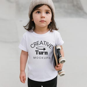 Kids White Tshirt Mockup, kids Boho Shirt Mockup, White Tee Girl Toddler Mockup, Child Bundle Bella Canvas Youth 3001Y, 64000B, Gildan 5000B