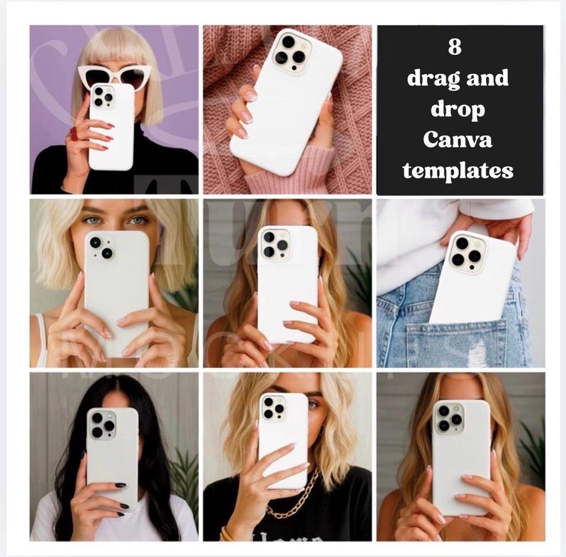 Tough Case Mockup bundle, Phone Case Mockup, iPhone Case Mockup, iPhone Mockup, Canva PNG, iPhone canva mockup, POD phone mock image 2