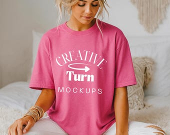 Comfort Colors Mockup Crunchberry, Boho Mockup, Trendy Mock Up, CC 1717 Mockup, Hippie Oversize Mockup Retro Mock Mockup Vintage Tshirt Mock