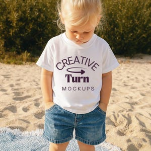 Kids White Tshirt Mockup, kids Boho Shirt Mockup, White Tee Girl Toddler Mockup, Child Bundle Bella Canvas Youth 3001Y, 64000B, Gildan 5000B