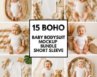Baby Bodysuit Mockup, Boho Baby Mockup, Short Sleeve Mockup, White Baby Romper, Boho Mockup White Baby Bodysuit, Mockup Infant Tshirt Mockup