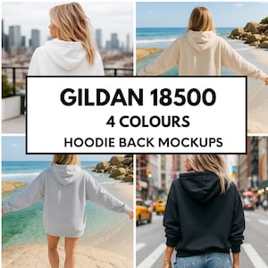 Gildan 18500 Hoodie Mockup Bundle, Hoodie back Mock-up Bundle, mockup from back Gildan 18500,  Mockup Bundle Gildan 18500, gilden hoodie