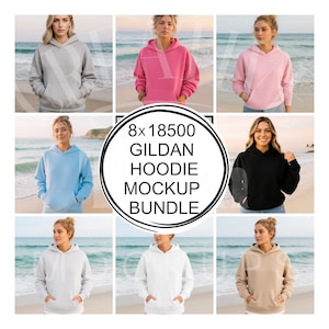 Gildan 18500 Hoodie Mockup Bundle, Hoodie Sleeve Mock-up Bundle, Neutral Casual Simple Gildan 18500 Mocks, Gildan Mockup Bundle