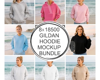 Gildan 18500 Hoodie Mockup Bundle, Hoodie Sleeve Mock-up Bundle, Neutral Casual Simple Gildan 18500 Mocks, Gildan Mockup Bundle