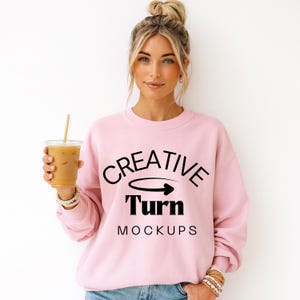 Light Pink Gildan 18000 Mockup, Gildan 18000 sweatshirt Mockup, Pink  Sweatshirt Mockup, Gildan Mockup camping, trendy sweatshirt mockup