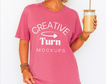 Watermelon Comfort Colors 1717 Mockup, Trendy Oversized Tshirt Mockup, Watermelon Model Mock, Aesthetic Shirt Mock, fall Mockup, trendy mock