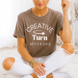 Heather Brown Bella Canvas 3001 Shirt Mockup, T-shirt Mockup, 3001 Bella Canvas, boho tshirt Mockup, TShirt Mockup, Bella Canvas 3001