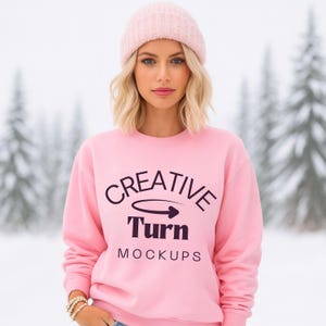 Light Pink Gildan 18000 Mockup, Gildan 18000 sweatshirt Mockup, Pink  Sweatshirt Mockup, Gildan Mockup camping, winter sweatshirt mockup