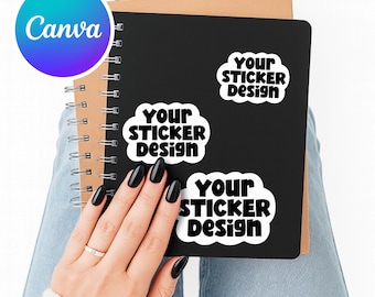 Mockup Die Cut Sticker, Sticker Mockup, Canva sticker Mockup, Printify Sticker Mockup, aesthetic sticker mockup, sticker template canva