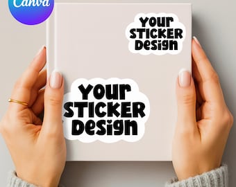 Gestanzte Aufkleber Mockup: Canva Template für Etsy Listings