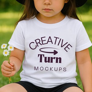 Kids White Tshirt Mockup, kids Boho Shirt Mockup, White Tee Girl Toddler Mockup, Child Bundle Bella Canvas Youth 3001Y, 64000B, Gildan 5000B