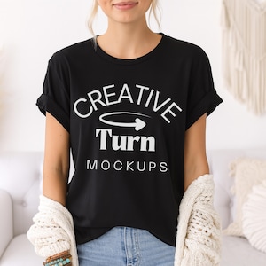 Black Bella Canvas 3001 Shirt Mockup, T-shirt Mockup, 3001 Bella Canvas, boho tshirt Mockup, TShirt Mockup, Bella Canvas 3001 black Mockup