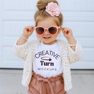 Kids White Tshirt Mockup, kids Boho Shirt Mockup, White Tee Girl Toddler Mockup, Child Bundle Bella Canvas Youth 3001Y, 64000B, Gildan 5000B