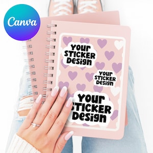 Mockup Die Cut Sticker, Sticker Mockup, Canva sticker Mockup, Printify Sticker Mockup, aesthetic sticker mockup, sticker template canva