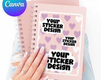 Die Cut Sticker Mockup: Canva Template for Etsy Listings