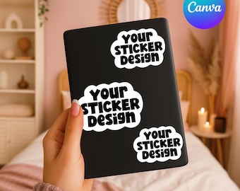 Mockup Gestanzte Aufkleber, Kindle Aufkleber Mockup, Canva Aufkleber Mockup, Printize Aufkleber Mockup, e-Reader Aufkleber Mockup