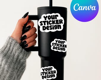 Die Cut Sticker Mockup: Canva Template (Digital Download)