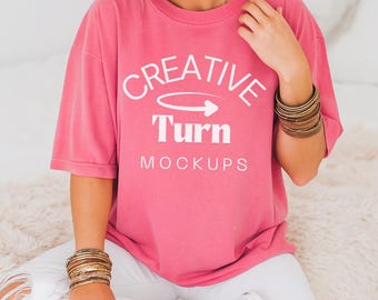 Watermelon Comfort Colors 1717 Mockup, Trendy Oversized Tshirt Mockup, Watermelon Model Mock, Aesthetic Shirt Mock, fall Mockup, trendy mock