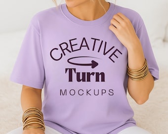 Orchid Comfort Colors 1717 Mockup, Trendy Oversized Tshirt Mockup, Orchid Model Mock, Aesthetic Shirt Mock, fall Mockup, trendy mockup
