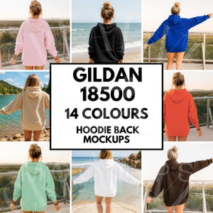 Gildan 18500 Hoodie Mockup Bundle, Hoodie back Mock-up Bundle, mockup from back Gildan 18500,  Mockup Bundle Gildan 18500, gilden hoodie
