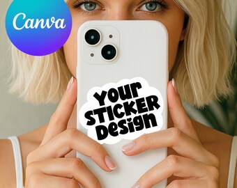 Gestanzte Aufkleber Mockup: Canva Template für Etsy