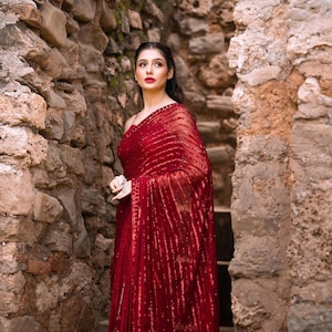 Sari séquence bollywoodienne | Sari à paillettes | Séquence sari | Saree Etats-Unis | Sari à sequins