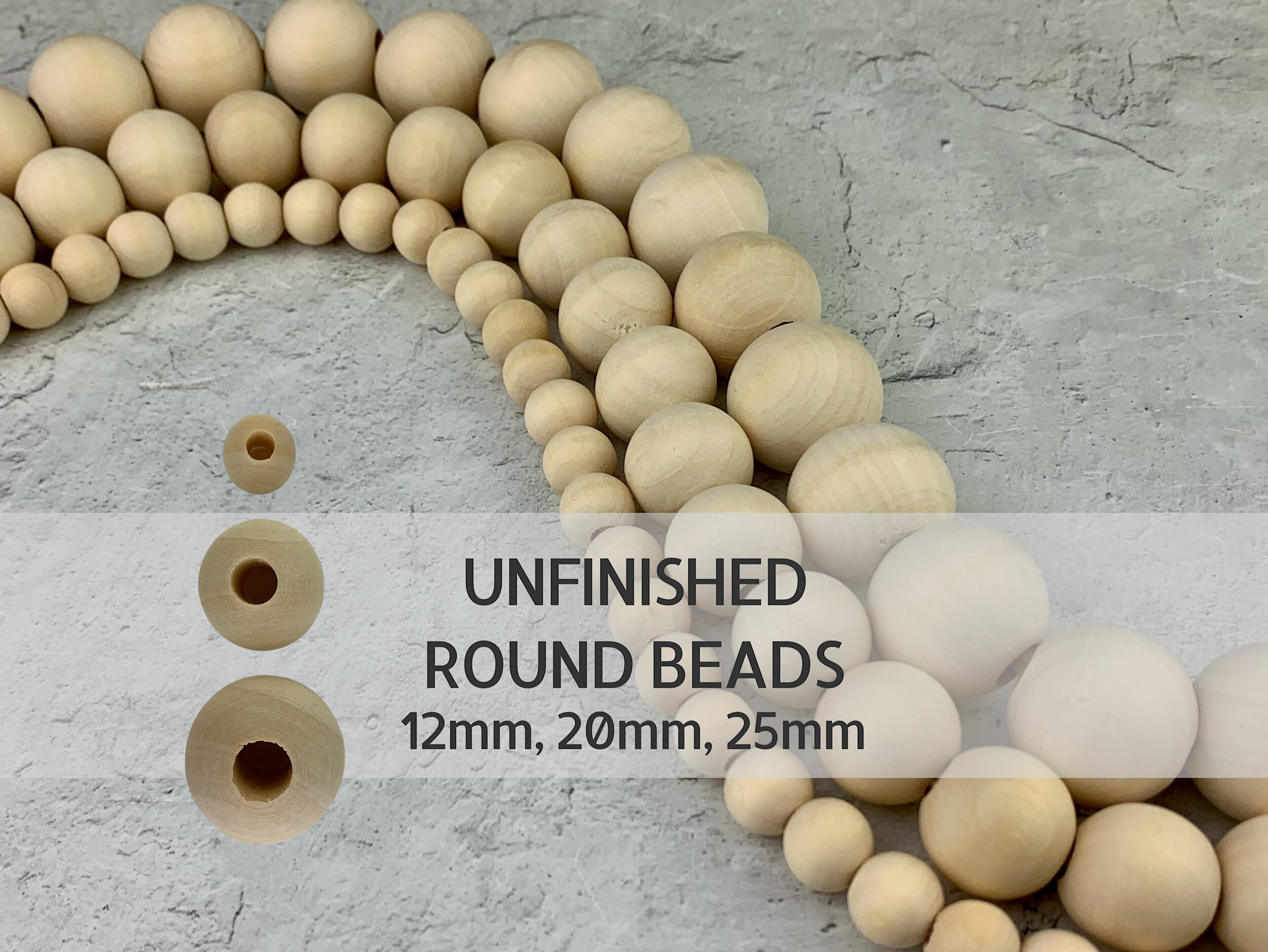 Premium 30mm Wood Beads, Large Wooden Beads, Natural Round Wood Beads,  Chunky Wood Beads Large Hole, Sustainable Beech Wooden Beads, 