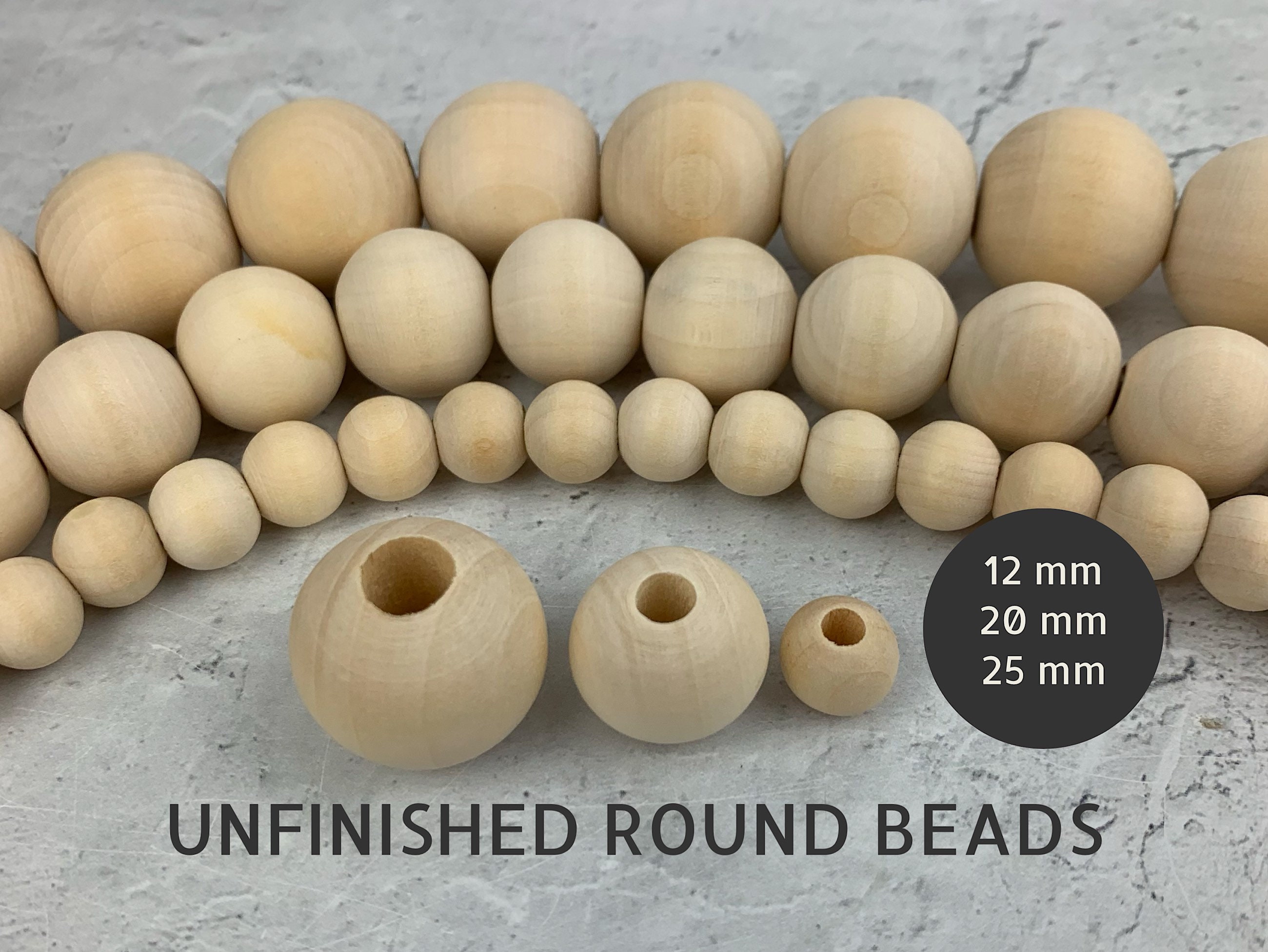 Premium 30mm Wood Beads, Large Wooden Beads, Natural Round Wood Beads,  Chunky Wood Beads Large Hole, Sustainable Beech Wooden Beads, 