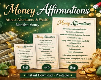 Money Affirmations Printable | Attract Abundance & Wealth | Manifest Money | Daily Positive Affirmations | Instant Download
