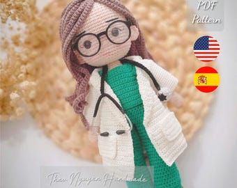 Schema all'uncinetto per bambola da dottore amigurumi: regalo per studenti di medicina (schema PDF)