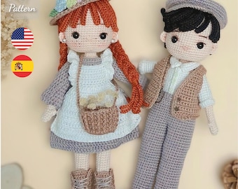 Anne & Gilbert Crochet Doll Pattern, Amigurumi Couple PDF Pattern