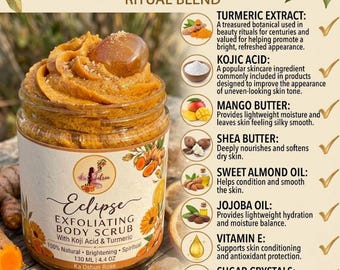 Eclipse Exfoliating Body Scrub: Turmeric Extract, Kojic Acid, Shea Butter