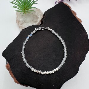 Clear Quartz Bracelet, 3mm Clear Quartz Bracelet Silver, Healing Yoga Bracelet, Star Cut Gemstone, Crystal/Gemstone Bracelet, Natural Stone